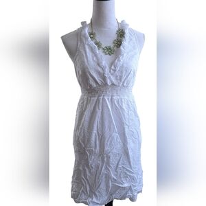 OLD NAVY women's White Eyelet Smocked Cotton Sleeveless Sundress Lined Dre Small
